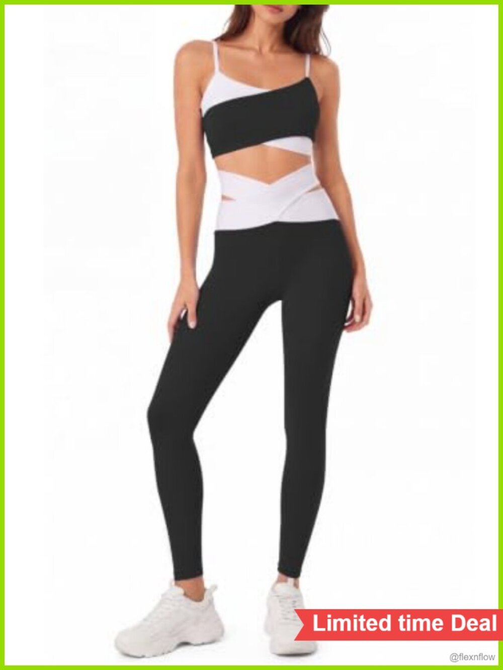 Women's High Waisted Leggings & Sports Bra 2 Piece Set Workout Matching Outfit